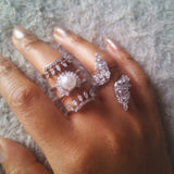 Pearl and Crystal Tower Ring