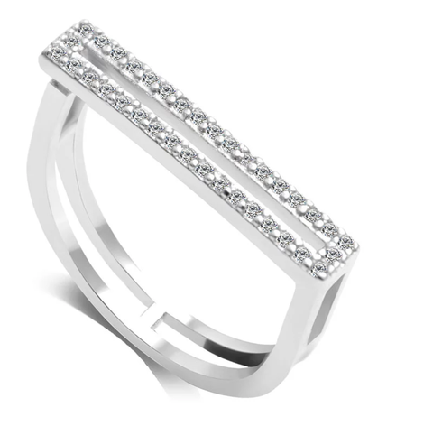 Double Lines Silver Ring