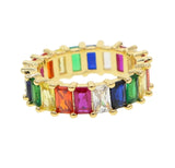 Rainbow Square Baguette Ring